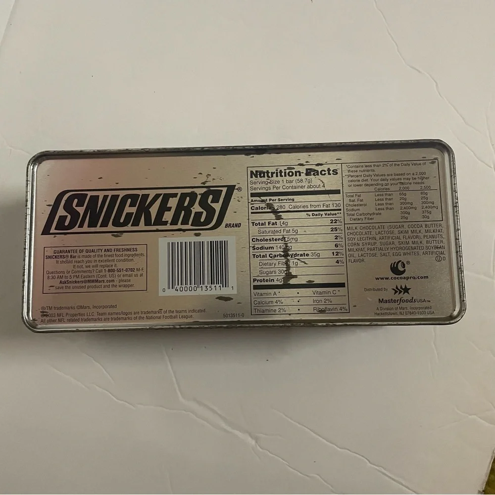 Snickers Blue NFL Tin Locker Box